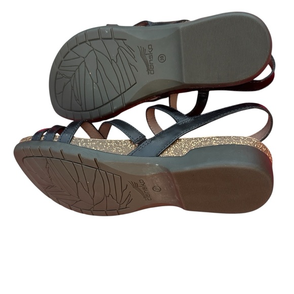 Dansko Roslyn Black Sandals Women's leather upper cork like sole size 39 - Picture 7 of 10